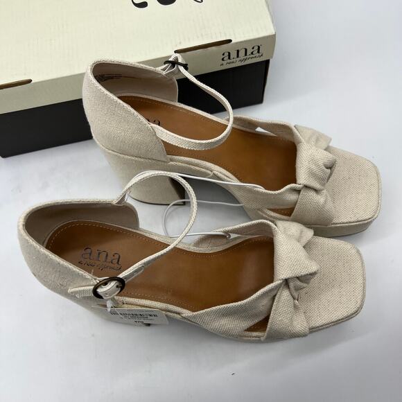 a.n.a Womens Holland Heeled Sandals Cream Natural Platform Size 10M - Picture 7 of 16